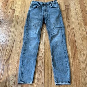 Zara high waisted stretch jeans, washed out black, Size 6.